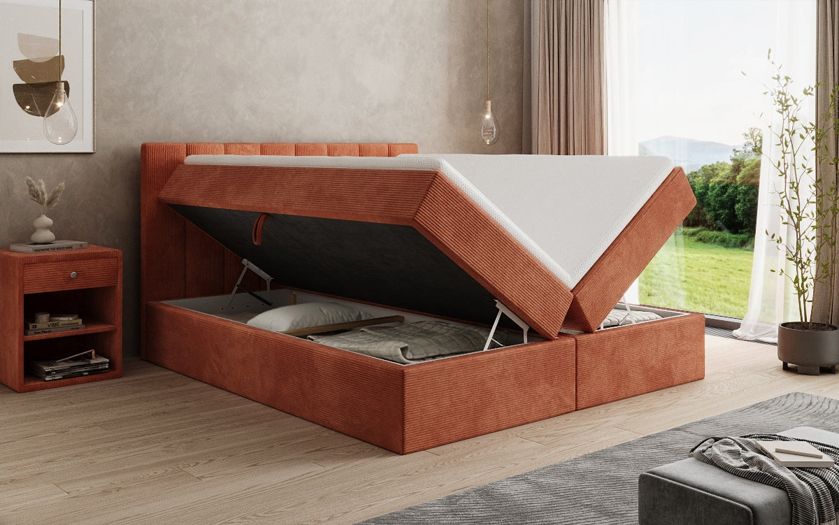 Luxusbetten24 Sofia Boxspringbett Cord mit Stauraum