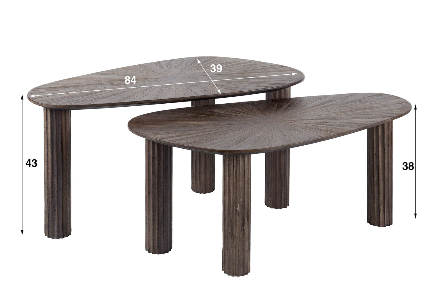 Luxusbetten24 Dunara Couchtisch 2er Set Hochwertiges Teakholz Dunkelbraun