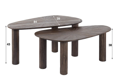 Luxusbetten24 Dunara Couchtisch 2er Set Hochwertiges Teakholz Dunkelbraun