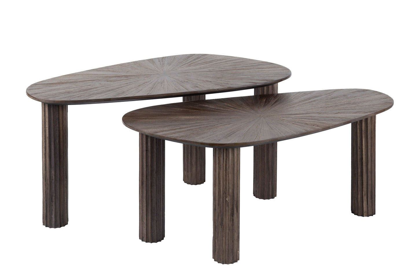 Luxusbetten24 Dunara Couchtisch 2er Set Hochwertiges Teakholz Dunkelbraun