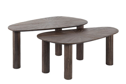 Luxusbetten24 Dunara Couchtisch 2er Set Hochwertiges Teakholz Dunkelbraun