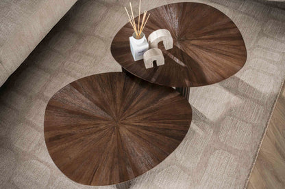 Couchtisch Soluma - 2er Set aus hochwertigem Teakholz im Dreieck-Design