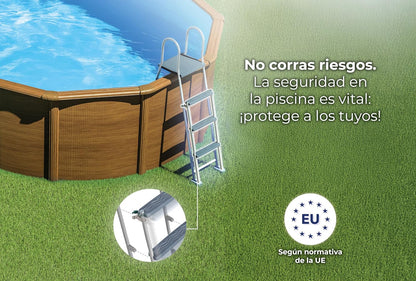 Piscina Elevata Redonda Aspecto Madera 300 x 120 cm