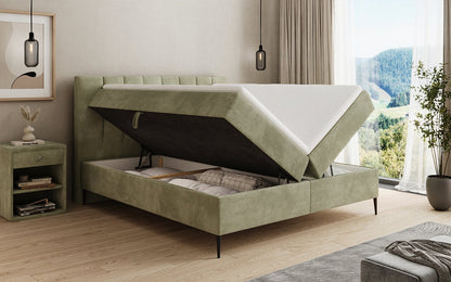 Boxspringbett Lucca in Cord mit Stauraum und Füßen