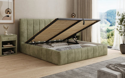Designer Polsterbett Maja in Cord mit Stauraum
