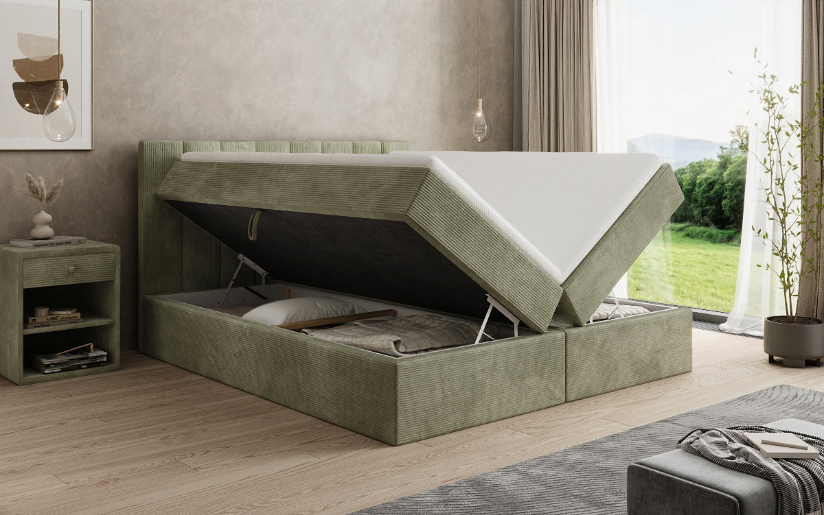 Luxusbetten24 Sofia Boxspringbett Cord mit Stauraum