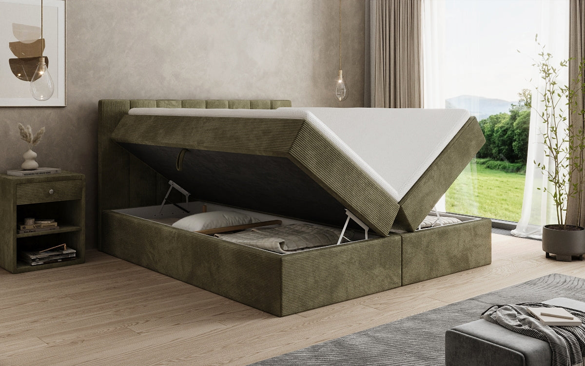 Luxusbetten24 Sofia Boxspringbett Cord mit Stauraum