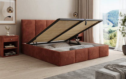 Mina Designer Polsterbett Cord – 140 × 200 cm, wählbare Kopfteilhöhe, Farben