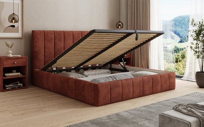Designer Polsterbett Maja in Cord mit Stauraum
