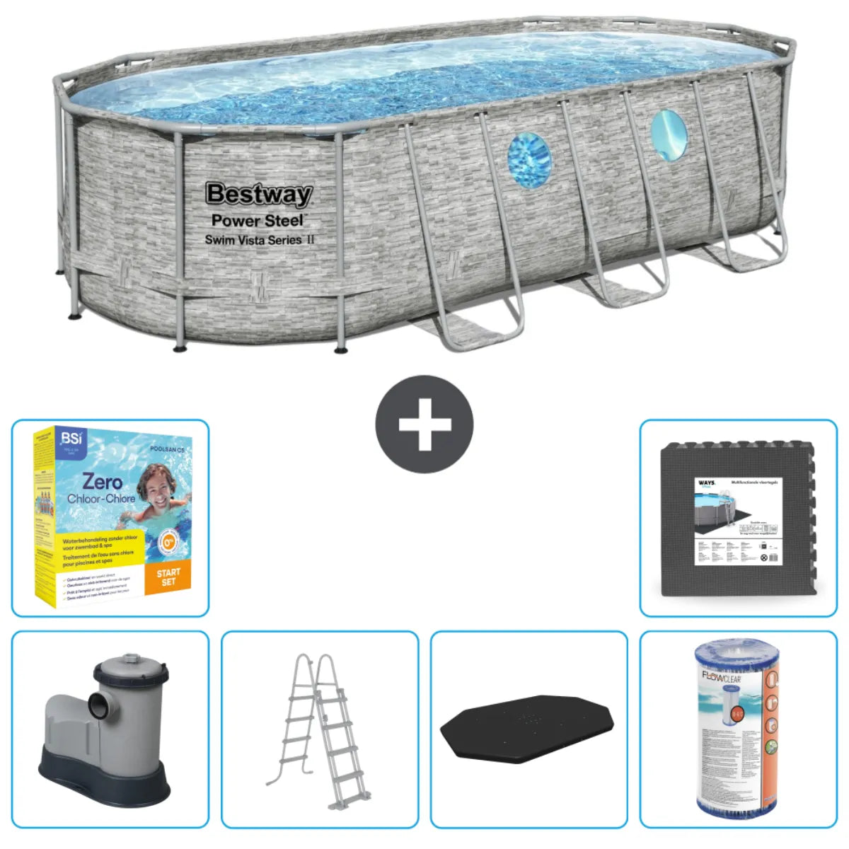 Piscine Tubulaire Ovale Bestway Power Steel Swim Vista MKR00011655797
