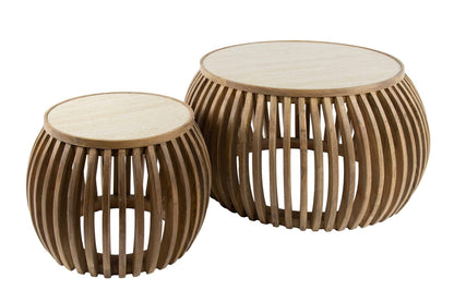 Luxusbetten24 Arida Couchtisch 2‑er Set, Mangoholz & Keramik, 180 cm
