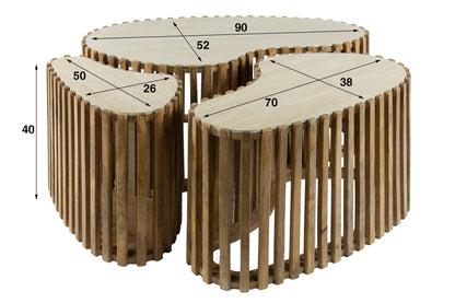 Savara Couchtisch 3er Set aus Mangoholz mit Keramik