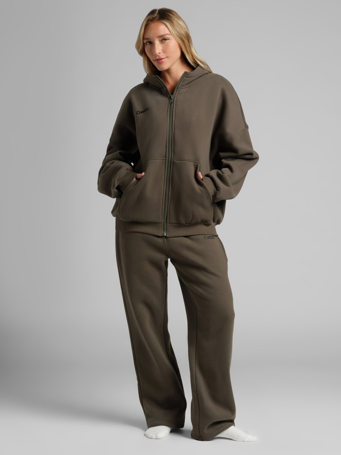 Comfrt Cloud Zip Hoodie Oversized Unisex Cotton Comfort