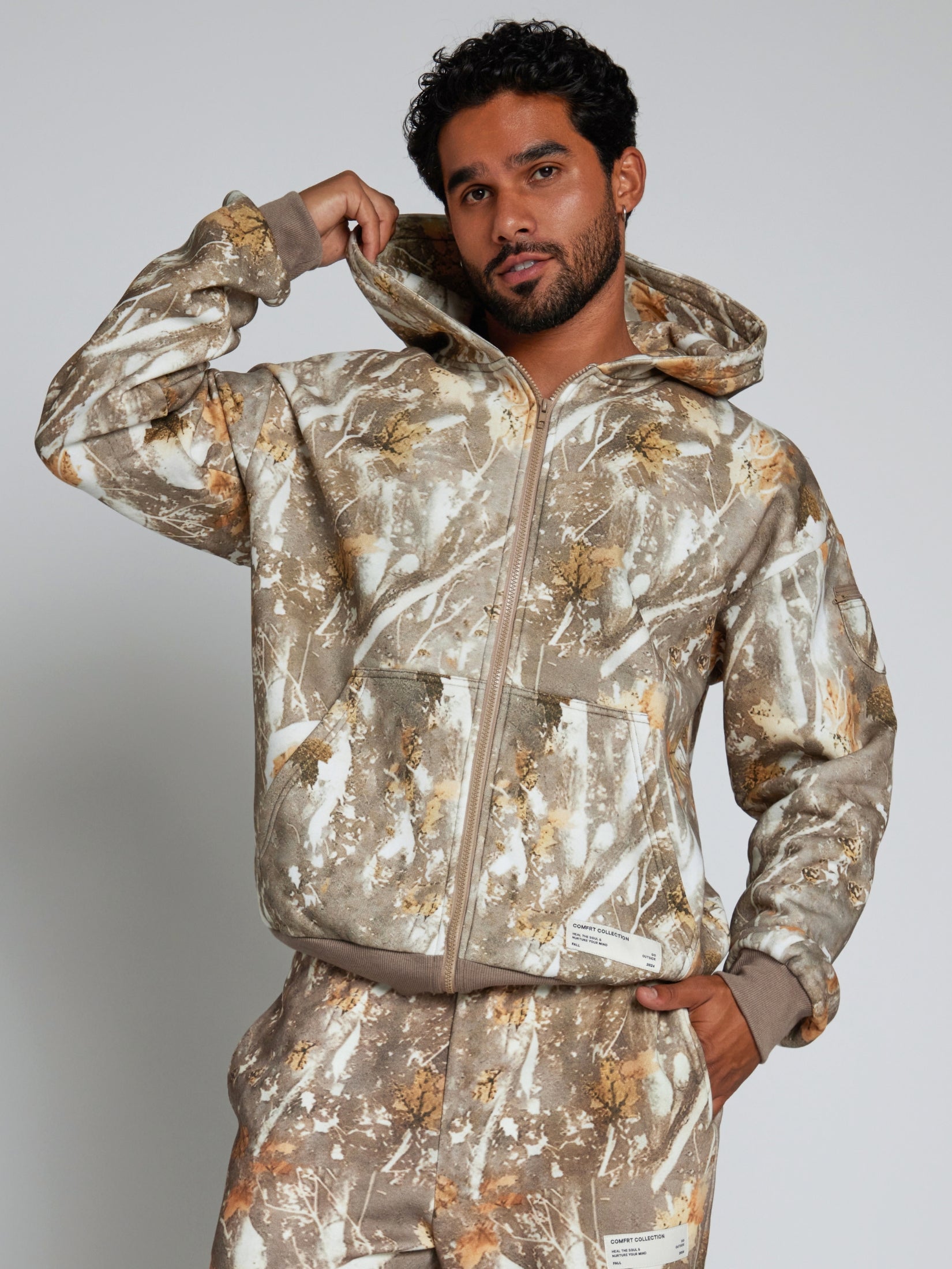 Comfrt Camo Zip Hoodie CloudTouch Fleece Oversized Unisex