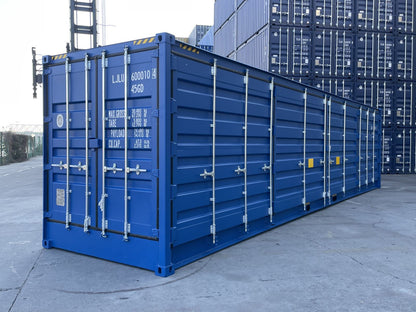 Contenedores Ejido Contenitore Marittimo 40’ Open Side Blu Lato Aperto