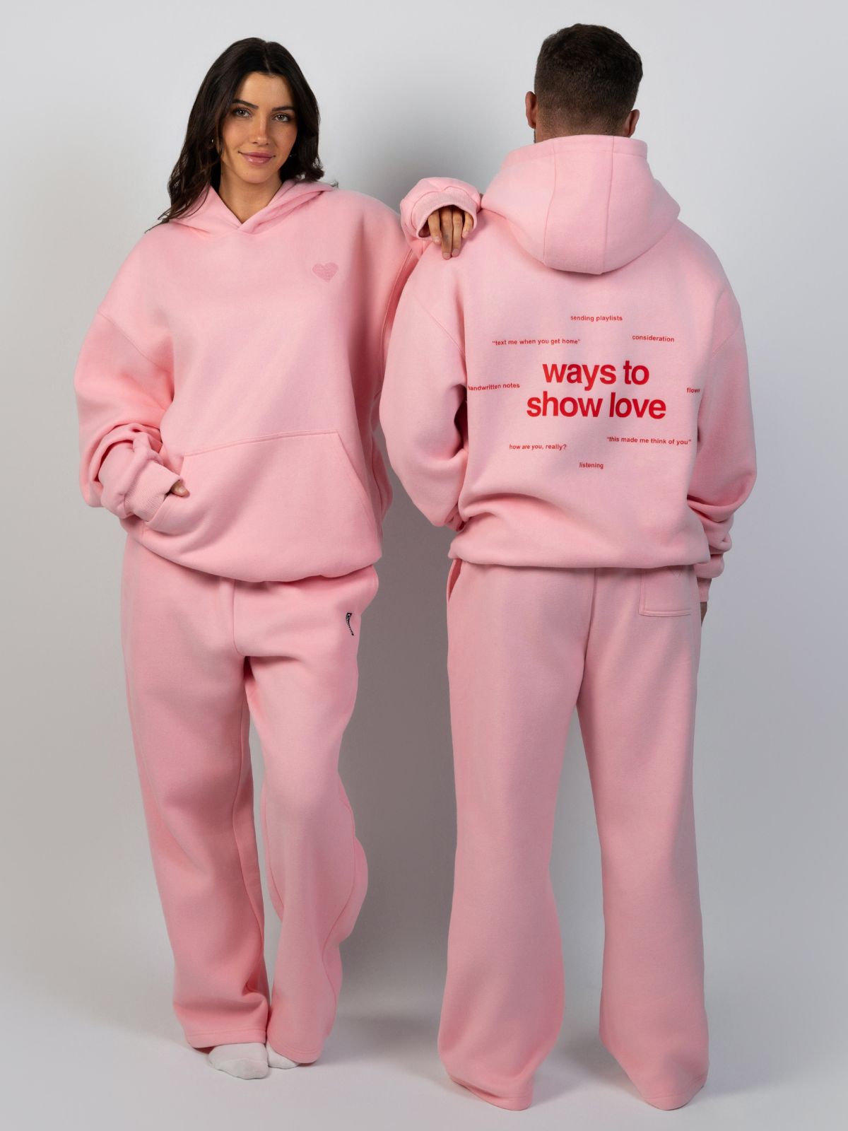 Comfrt Love Hoodie Unisex Baumwoll-Polyester Herz-Print Mehrfarbig Komfort