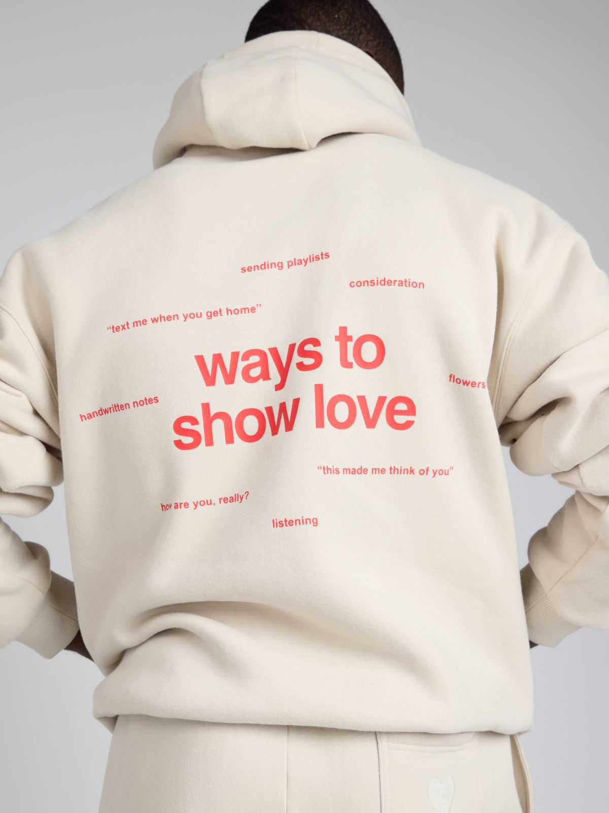 Comfrt Love Hoodie Unisex Baumwoll-Polyester Herz-Print Mehrfarbig Komfort