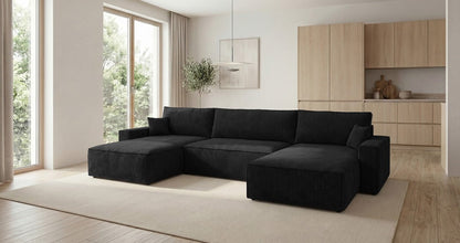 Luxusbetten24 Designer Sofa Vienna U Cord mit Schlaffunktion und Stauraum