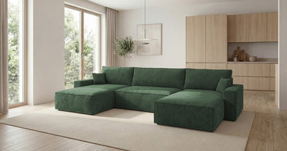 Luxusbetten24 Designer Sofa Vienna U Cord mit Schlaffunktion und Stauraum