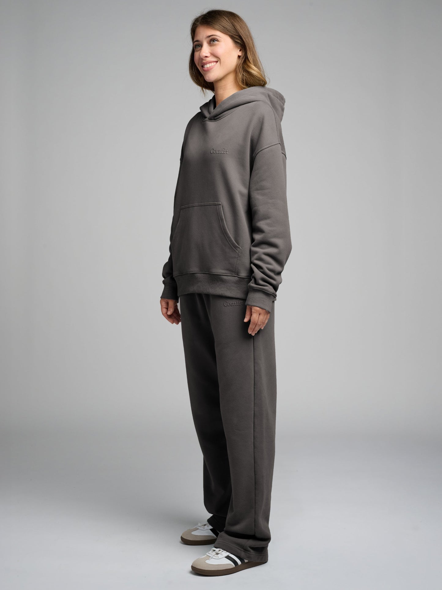 Comfrt Halo Leichtgewicht Crop Hoodie, Aqua Mist, Größe XS