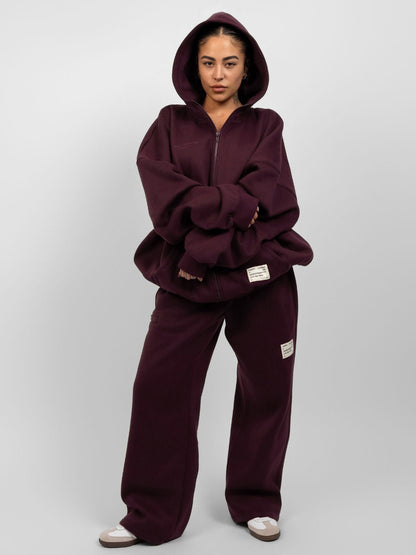 Comfrt Affirmation Zip Hoodie Oversized Super Soft Cotton Maroon