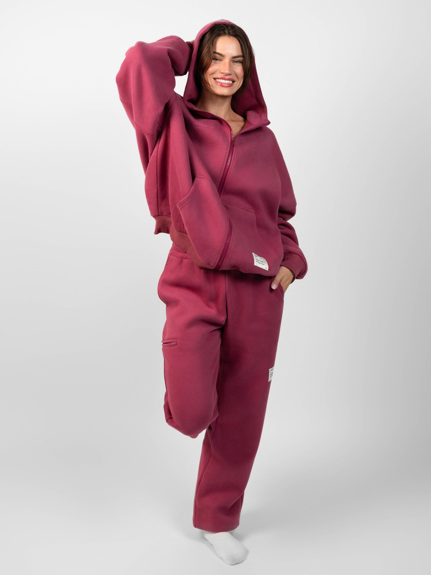Comfrt Affirmation Zip Hoodie Oversized Super Soft Cotton Maroon