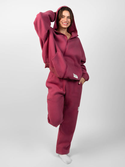 Comfrt Affirmation Zip Hoodie Oversized Super Soft Cotton Maroon