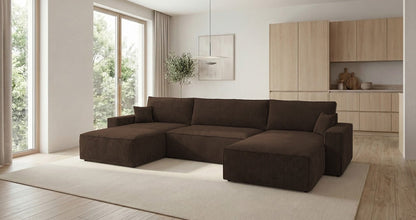 Luxusbetten24 Designer Sofa Vienna U Cord mit Schlaffunktion und Stauraum