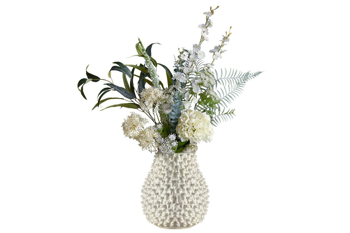 Luxusbetten24 Verona Künstlicher Blumenstrauß – Sanfte Blütenharmonie, Weiß Dekor
