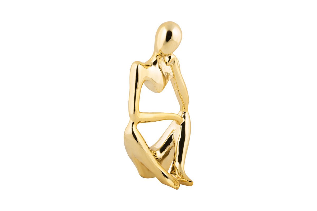 Luxusbetten24 Aureon Dekorative Statue Polyresin Glänzend Gold Wand