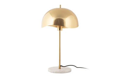 Luxusbetten24 Vindor Tischlampe Gold Designleuchte aus Eisen mit Wellenschirm