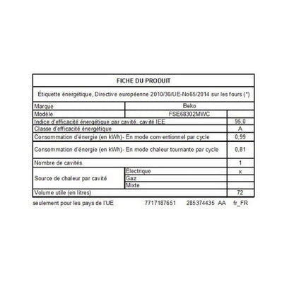 Beko FSE68302MWC Cocina Inducción 72L 3 Quemadores con Horno Multifunción
