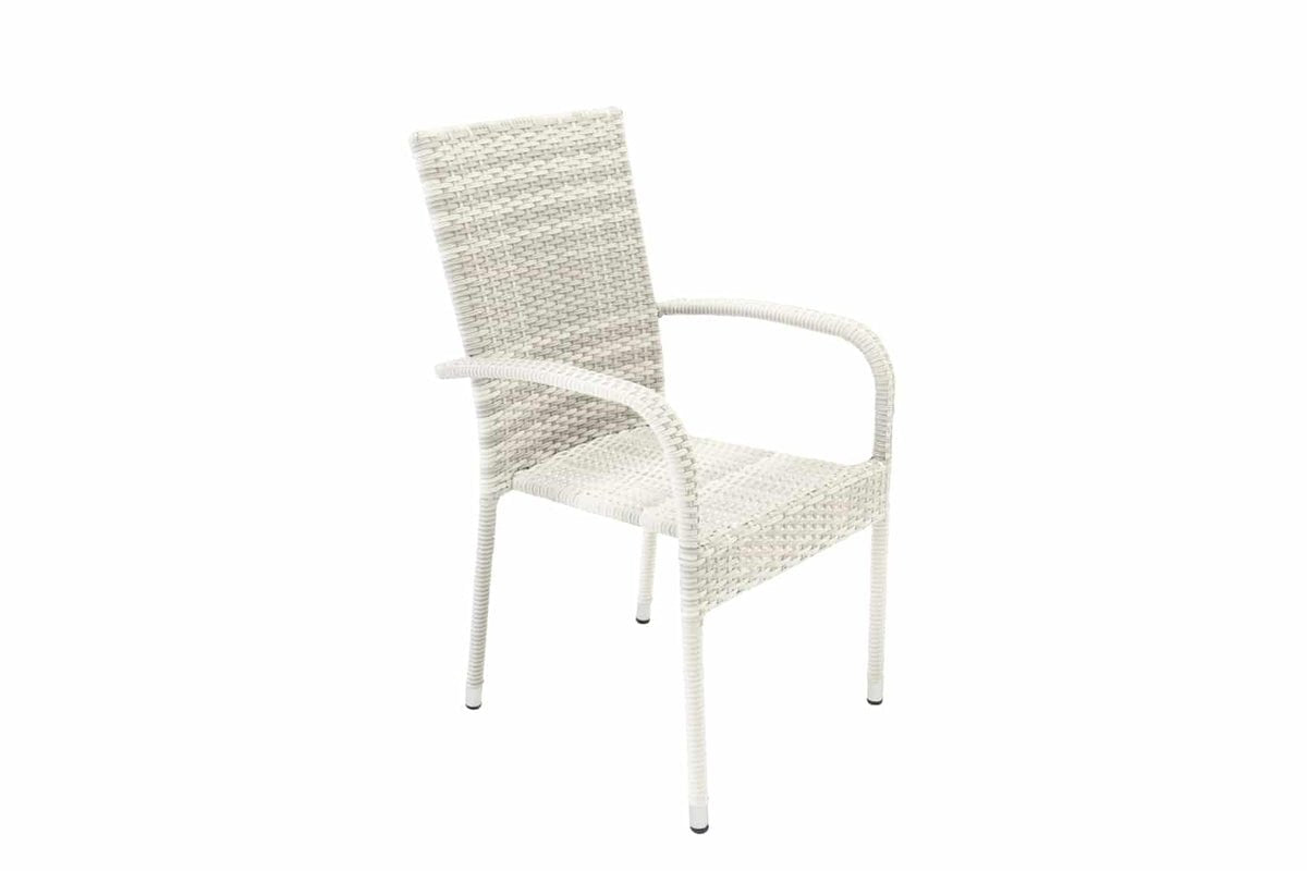 Luxusbetten24 Alwa 2er Set Gartenstuhl Weißes Rattan Outdoor
