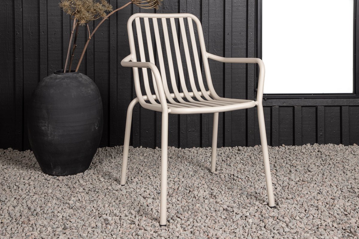 2er Set Gartenstuhl Amy aus Aluminium Schwarz Beige