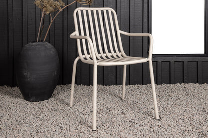 2er Set Gartenstuhl Amy aus Aluminium Schwarz Beige