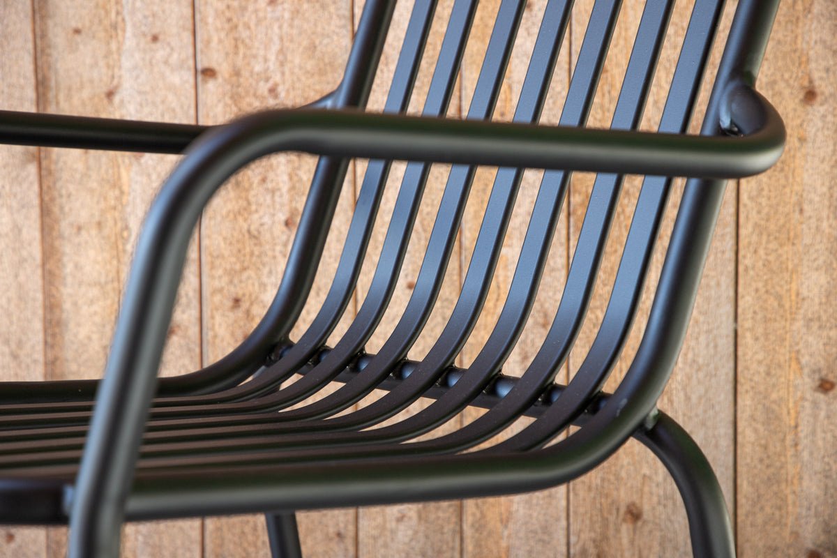 2er Set Gartenstuhl Amy aus Aluminium Schwarz Beige