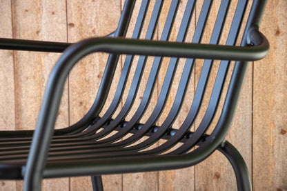 2er Set Gartenstuhl Amy aus Aluminium Schwarz Beige