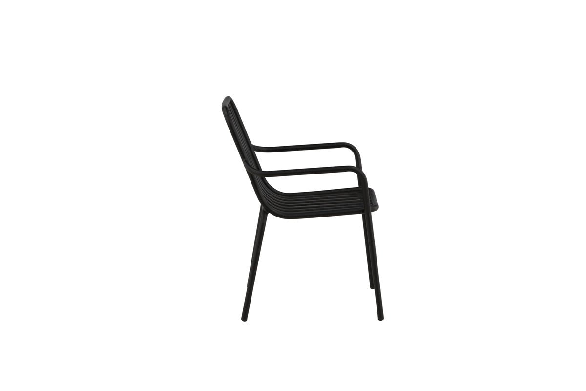2er Set Gartenstuhl Amy aus Aluminium Schwarz Beige