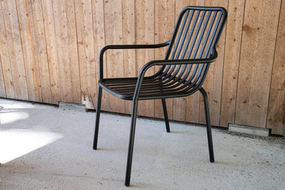 2er Set Gartenstuhl Amy aus Aluminium Schwarz Beige