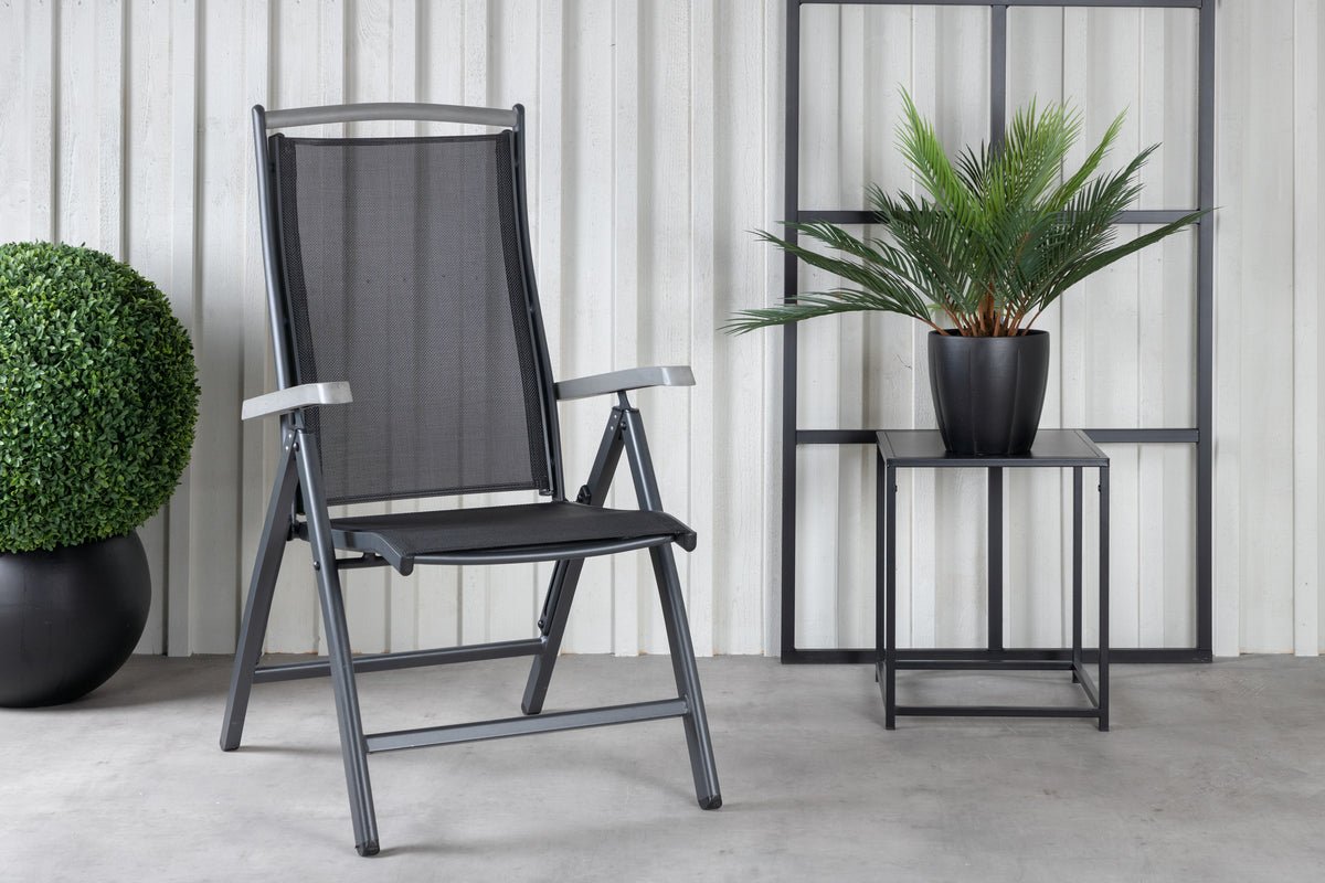Luxusbetten24 Aurelio Gartenstuhl 5‑Positionen einstellbar 2er Set Schwarz