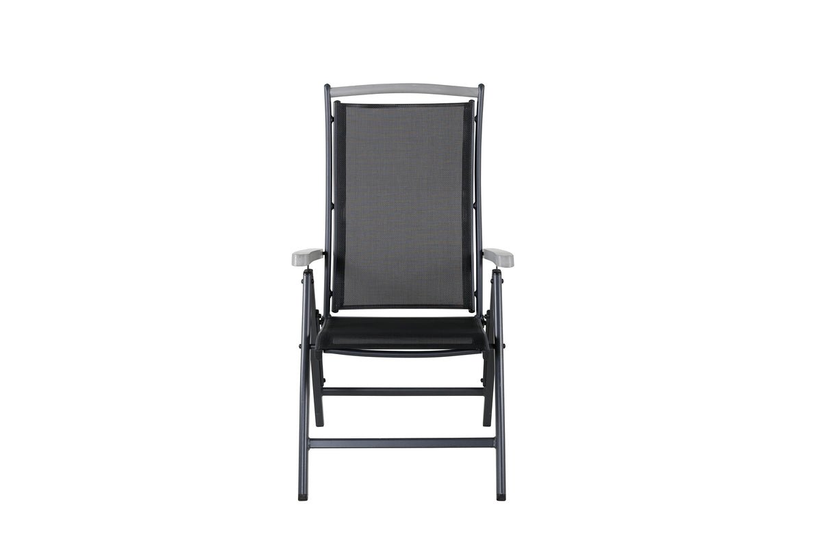 Luxusbetten24 Aurelio Gartenstuhl 5‑Positionen einstellbar 2er Set Schwarz