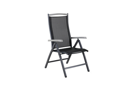 Luxusbetten24 Aurelio Gartenstuhl 5‑Positionen einstellbar 2er Set Schwarz