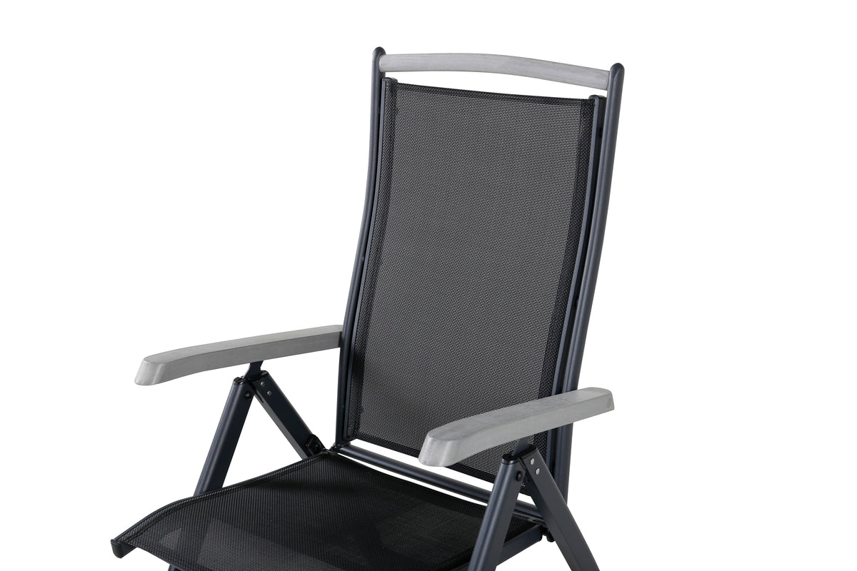 Luxusbetten24 Aurelio Gartenstuhl 5‑Positionen einstellbar 2er Set Schwarz