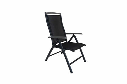 Luxusbetten24 Aurelio Gartenstuhl 5‑Positionen einstellbar 2er Set Schwarz
