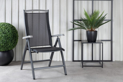Luxusbetten24 Aurelio Gartenstuhl 5‑Positionen einstellbar 2er Set Schwarz