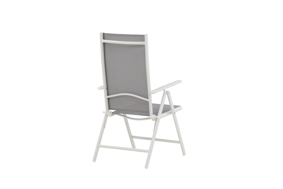 Awa 2er Set Gartenstuhl Grau, weißes Aluminiumgestell, verstellbare Rückenlehne