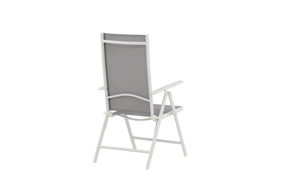Awa 2er Set Gartenstuhl Grau, weißes Aluminiumgestell, verstellbare Rückenlehne