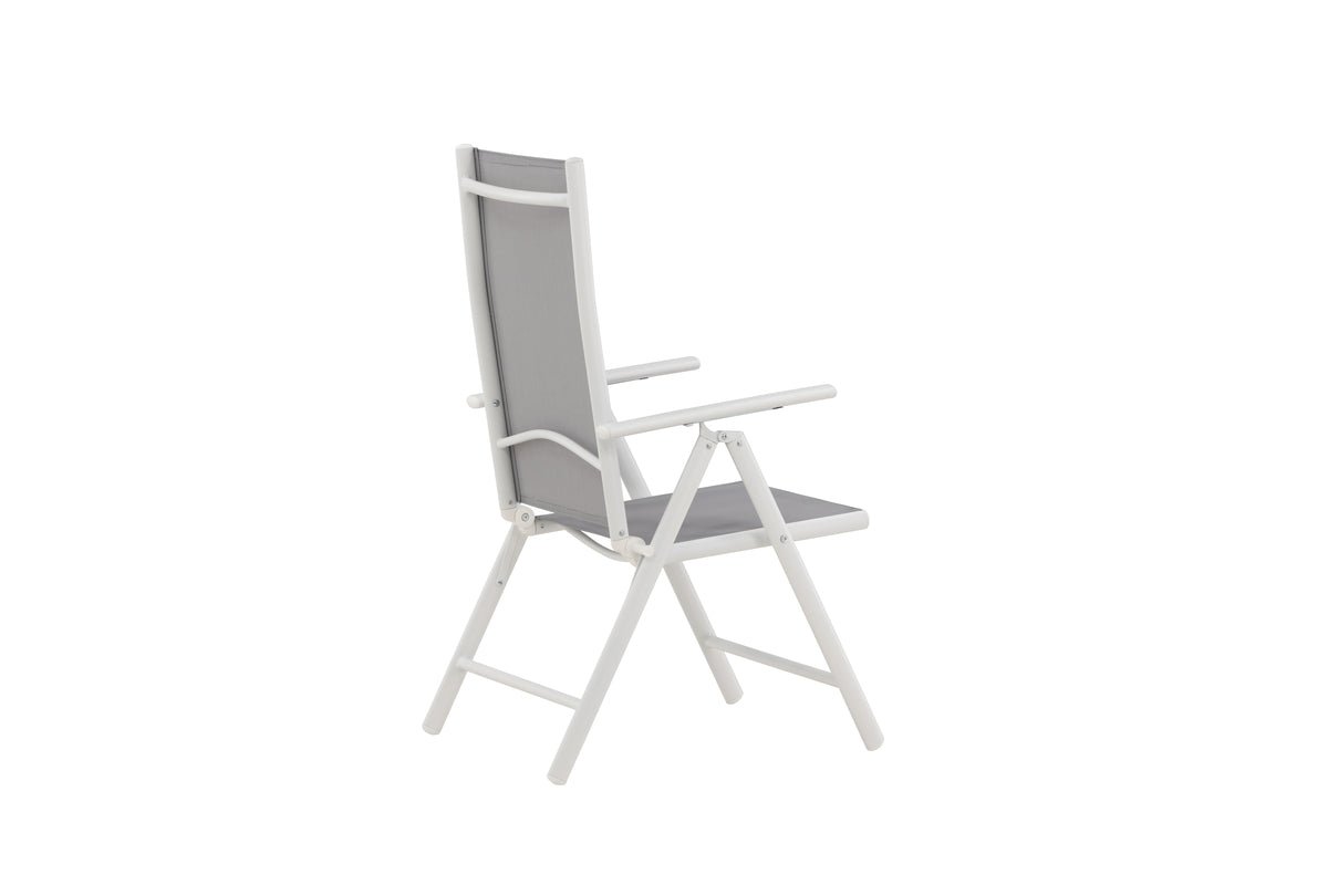 Awa 2er Set Gartenstuhl Grau, weißes Aluminiumgestell, verstellbare Rückenlehne