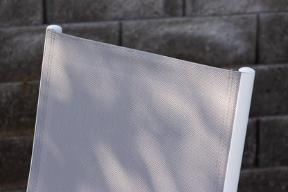 Awa 2er Set Gartenstuhl Grau, weißes Aluminiumgestell, verstellbare Rückenlehne