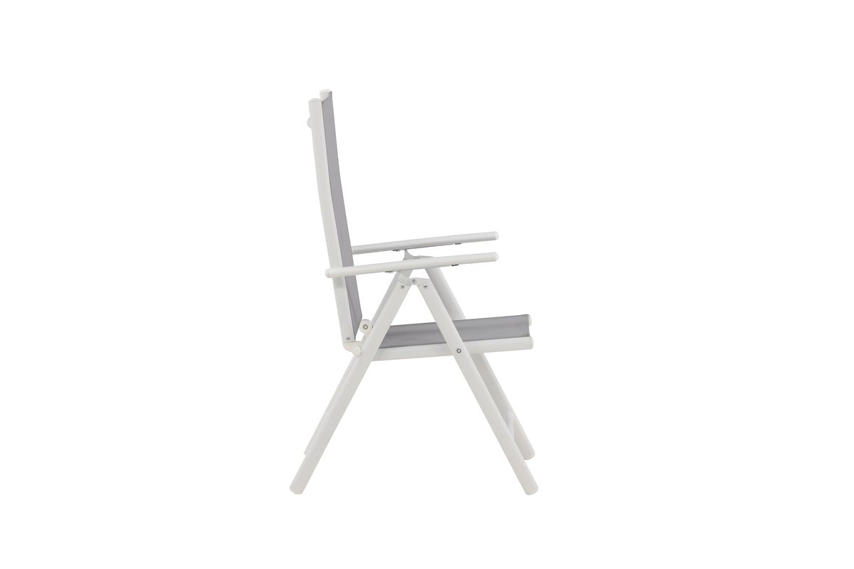 Awa 2er Set Gartenstuhl Grau, weißes Aluminiumgestell, verstellbare Rückenlehne